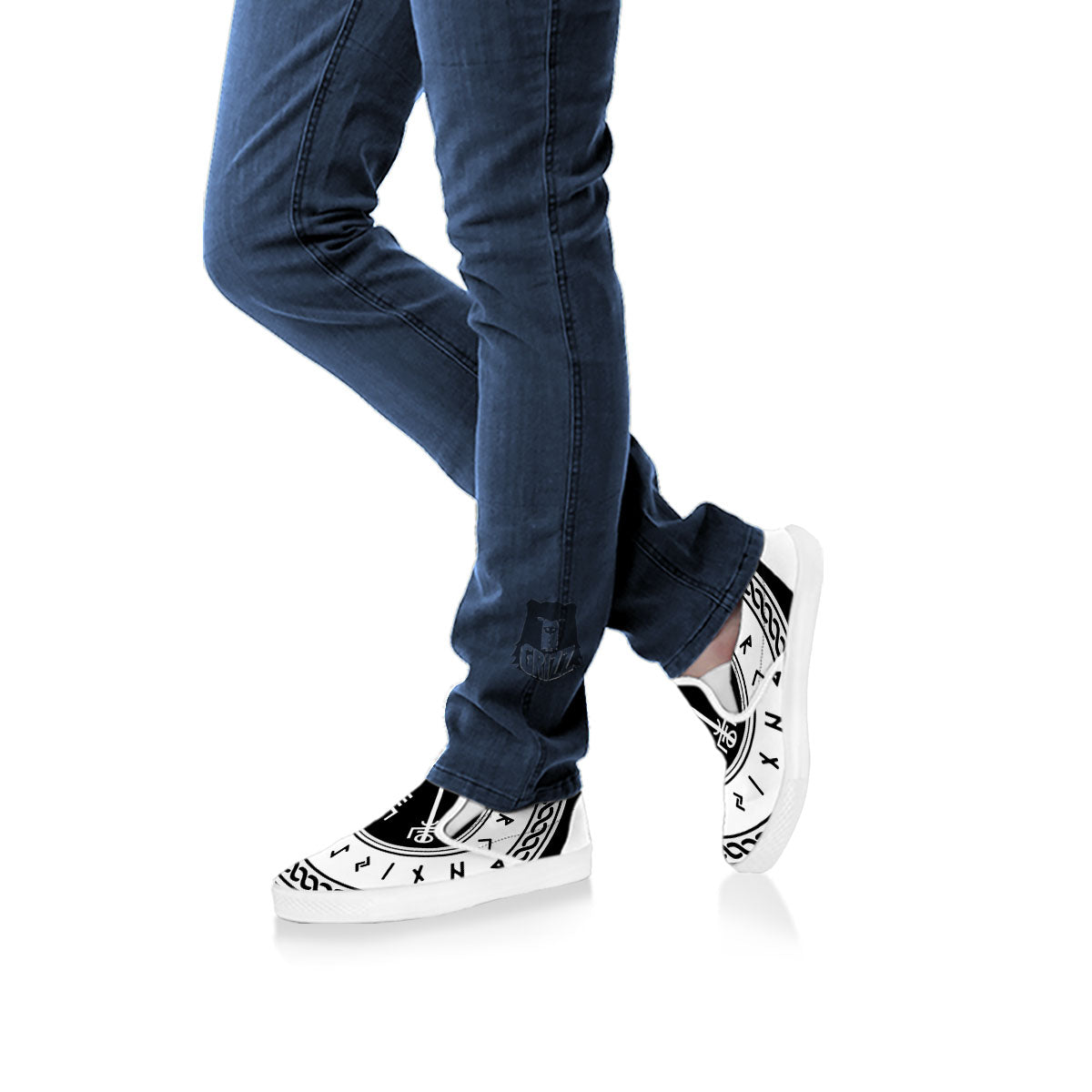 Vegvisir Viking Print White Slip On Shoes-grizzshop