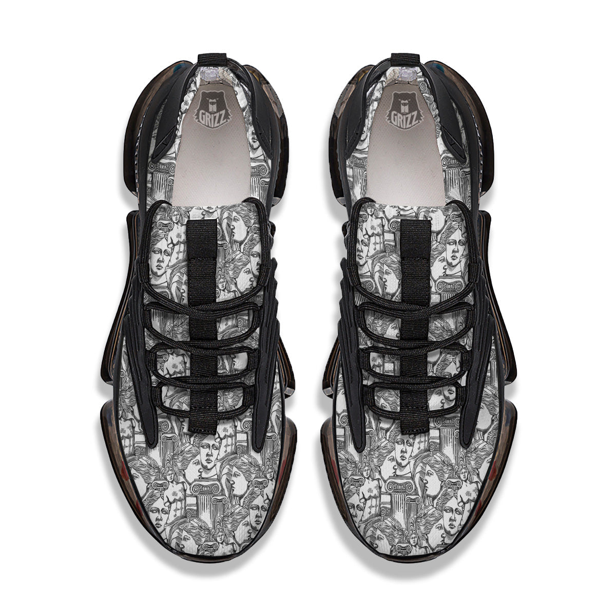 Venus Milos Print Pattern Black Gym Shoes-grizzshop