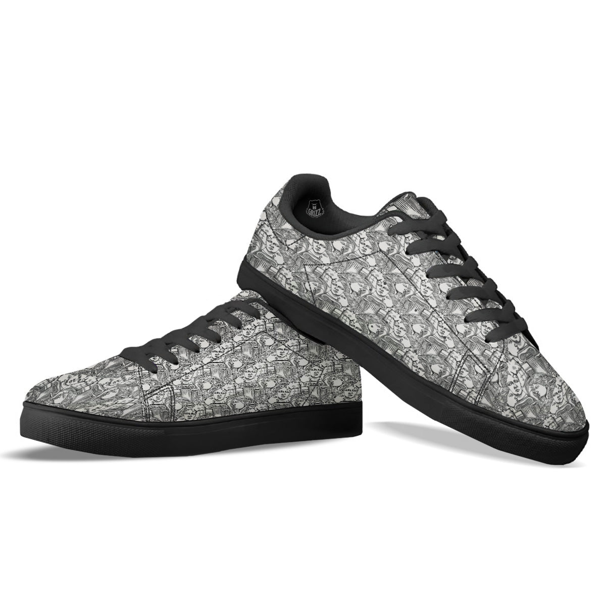 Venus Milos Print Pattern Black Low Top Sneakers-grizzshop