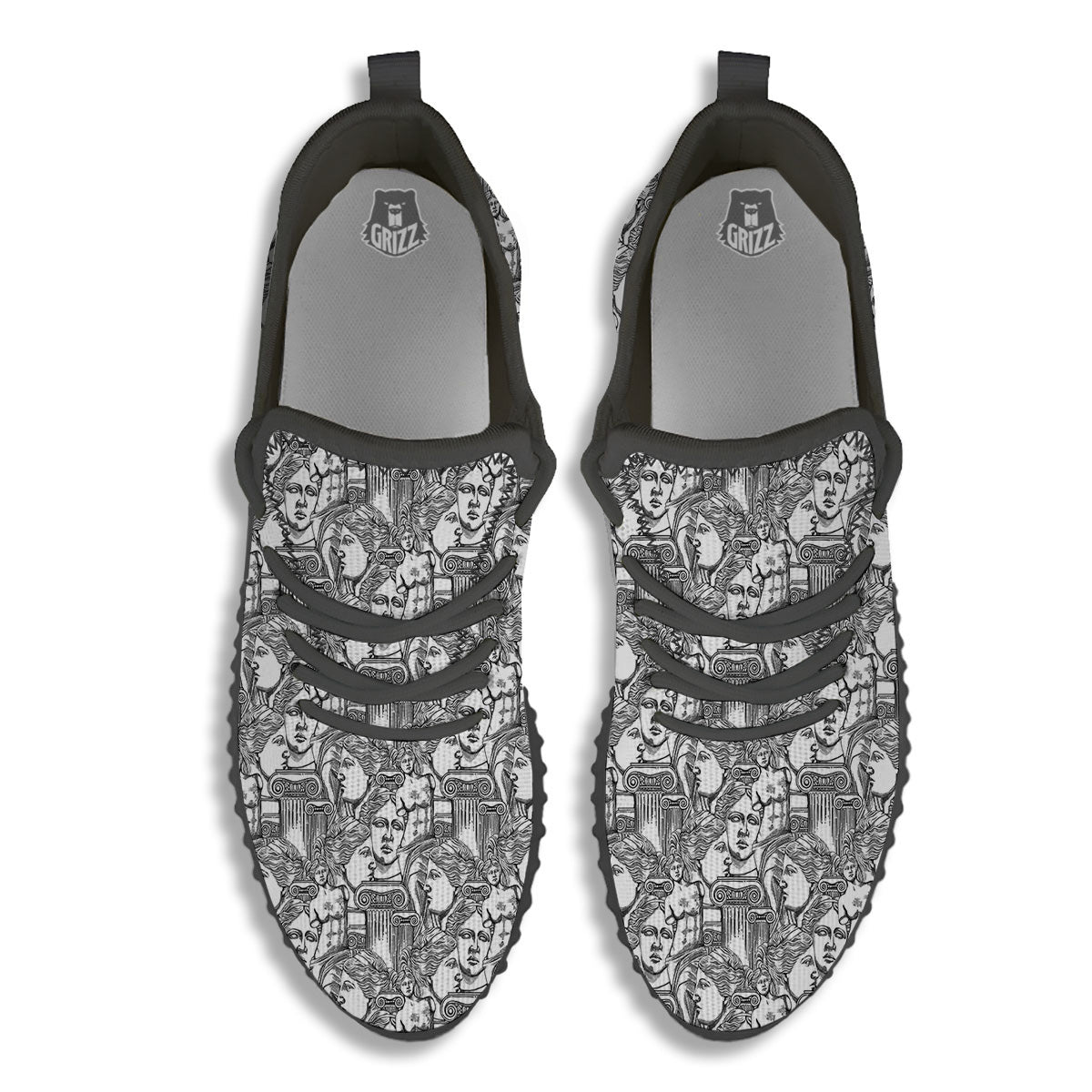 Venus Milos Print Pattern Black Walking Shoes-grizzshop