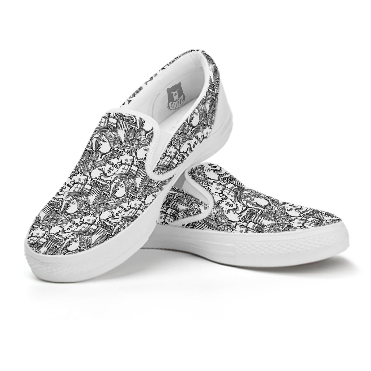 Venus Milos Print Pattern White Slip On Shoes-grizzshop