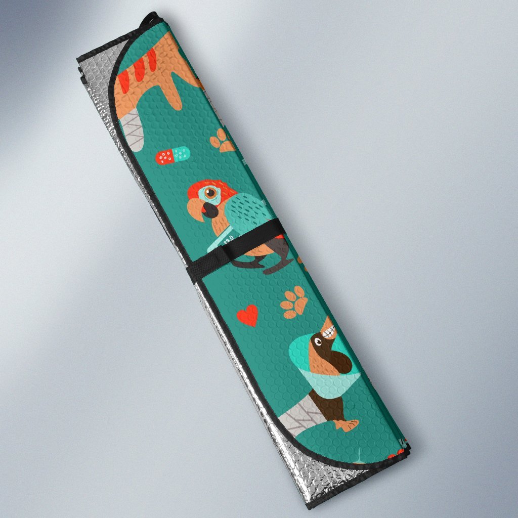 Veterianary Animal Pattern Print Car Sun Shade-grizzshop