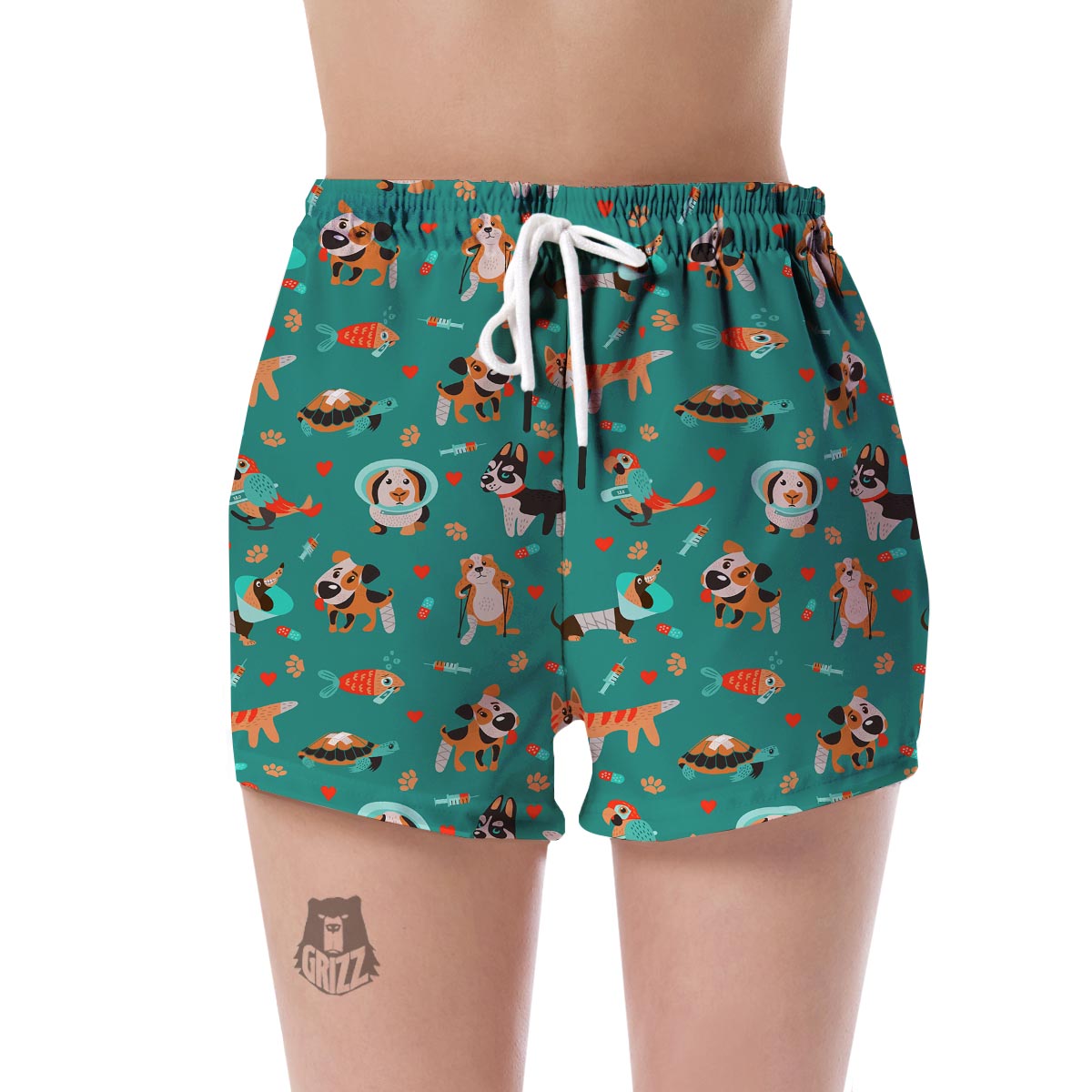 Veterianary Animal Pattern Print Women's Shorts-grizzshop