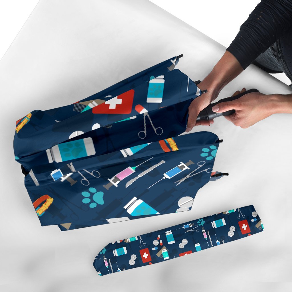 Veterianary Pattern Print Automatic Foldable Umbrella-grizzshop