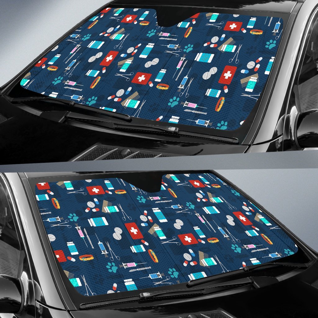 Veterianary Pattern Print Car Sun Shade-grizzshop
