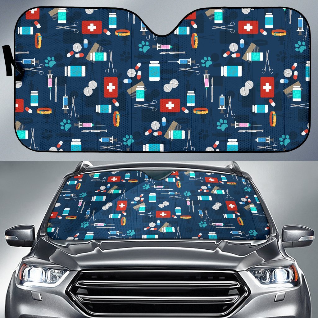 Veterianary Pattern Print Car Sun Shade-grizzshop