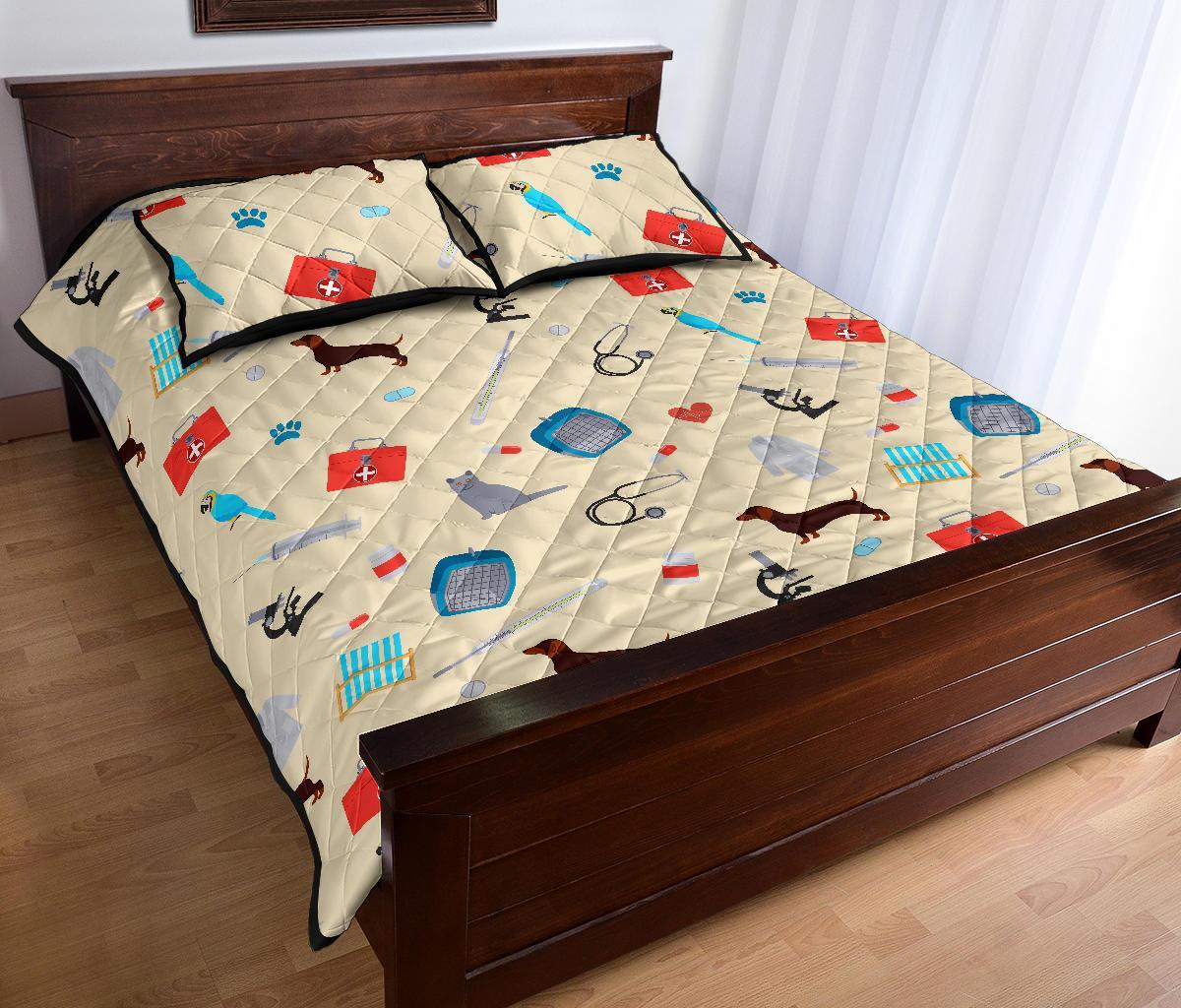 Veterianary Print Pattern Bed Set Quilt-grizzshop