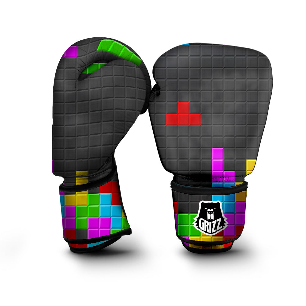 Video Game Colorful Brick Puzzle Print Boxing Gloves-grizzshop