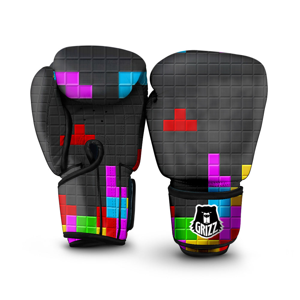 Video Game Colorful Brick Puzzle Print Boxing Gloves-grizzshop