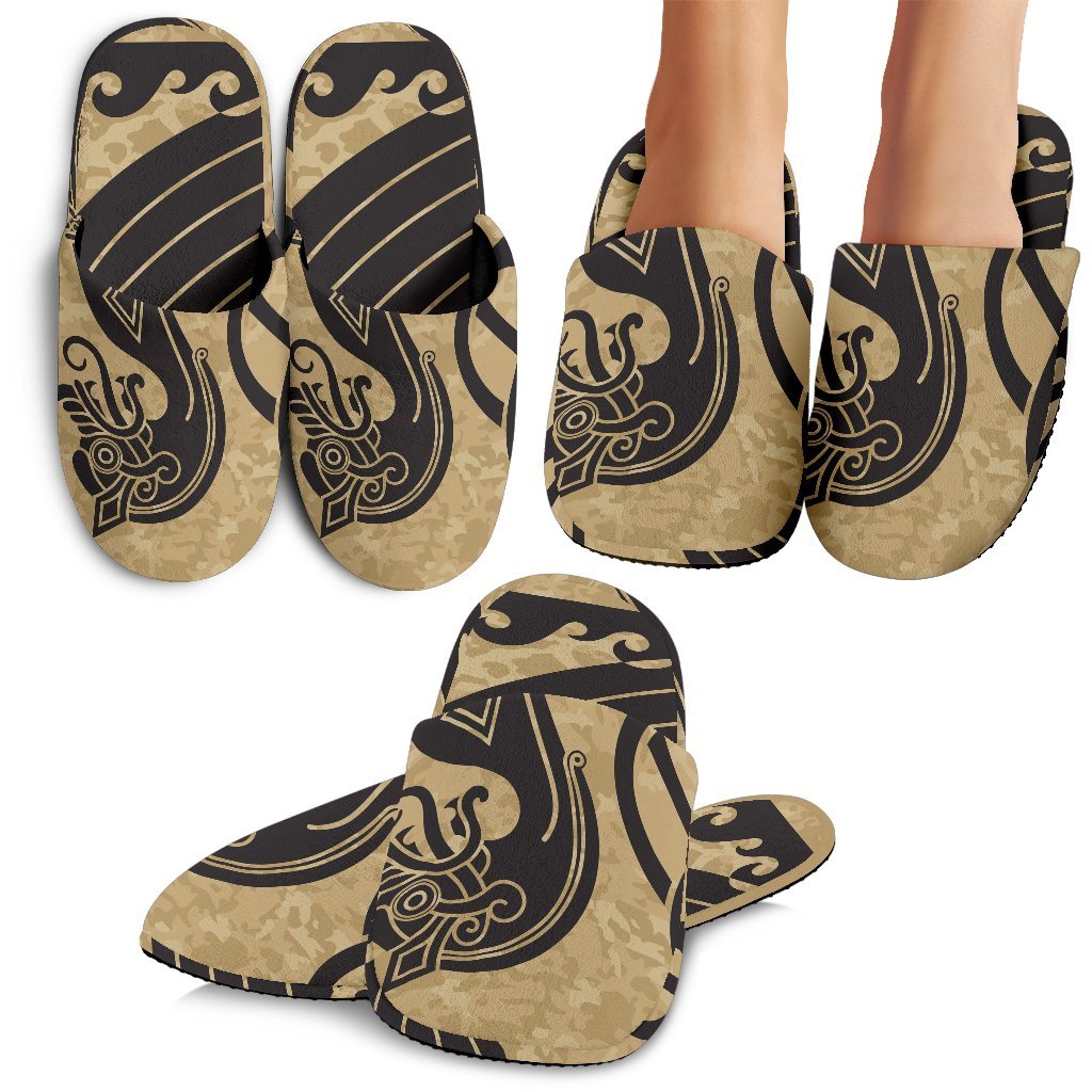 Viking Boat Drakkar Vegvisir Print Premium Home Slippers-grizzshop