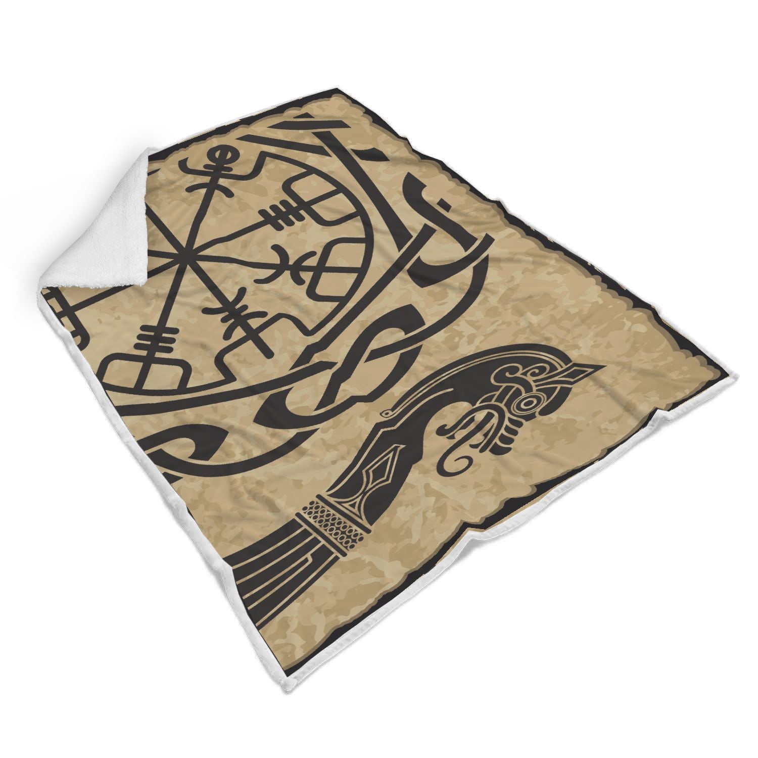 Viking Boat Drakkar Vegvisir Print Throw Blanket-grizzshop