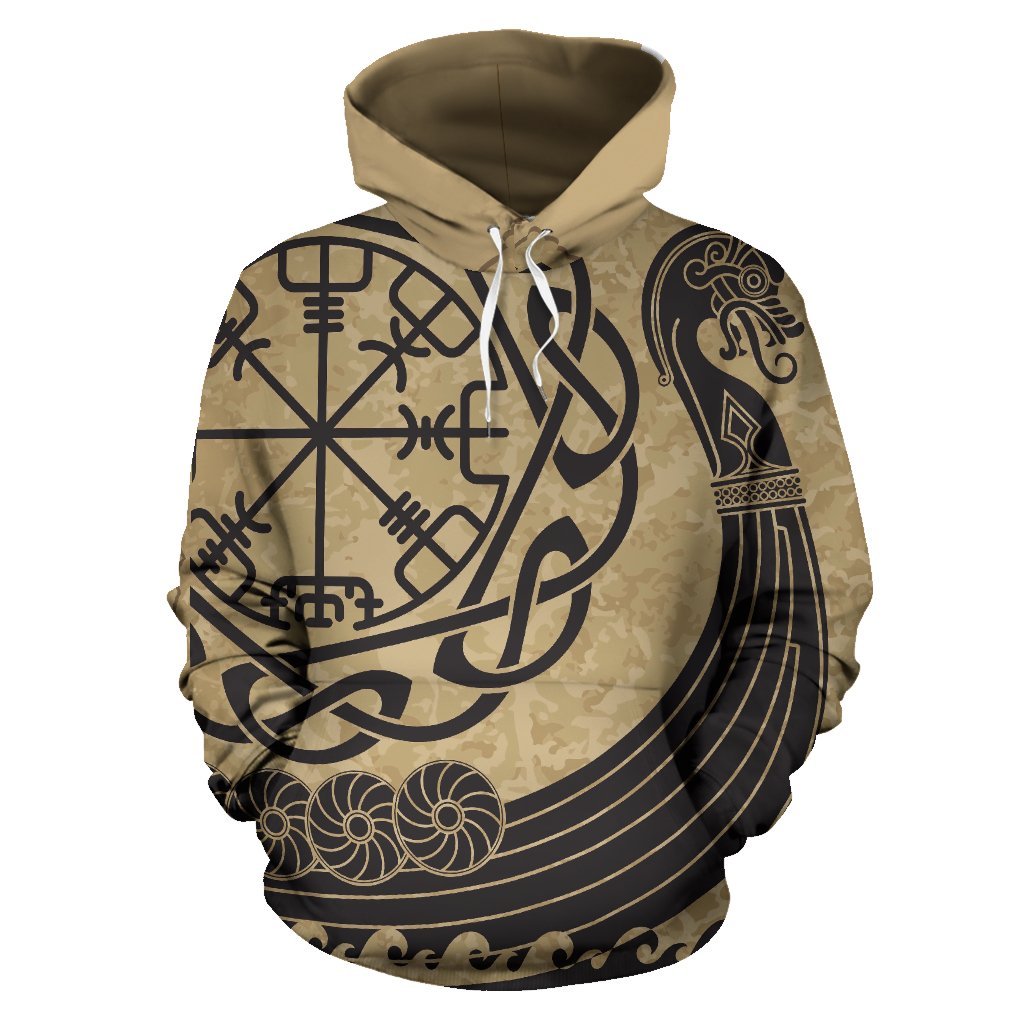 Viking Boat Drakkar Vegvisir Print Women Men Pullover Hoodie-grizzshop