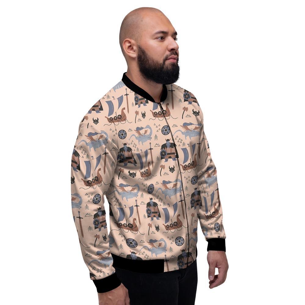 Viking Cartoon Norse Men's Bomber Jacket-grizzshop
