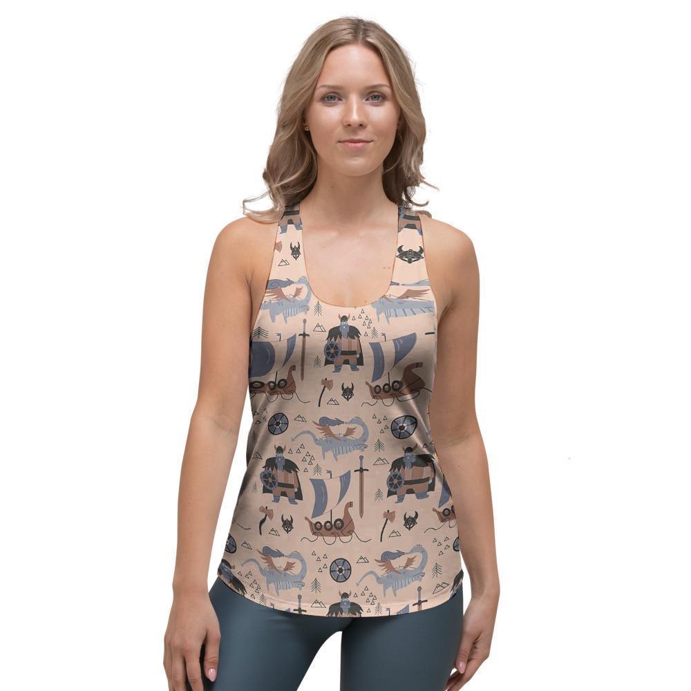 Viking Cartoon Norse Women's Racerback Tank Top-grizzshop