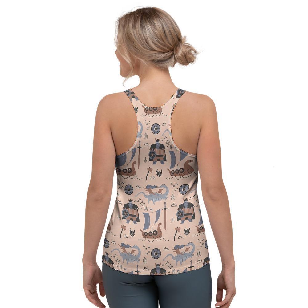 Viking Cartoon Norse Women's Racerback Tank Top-grizzshop