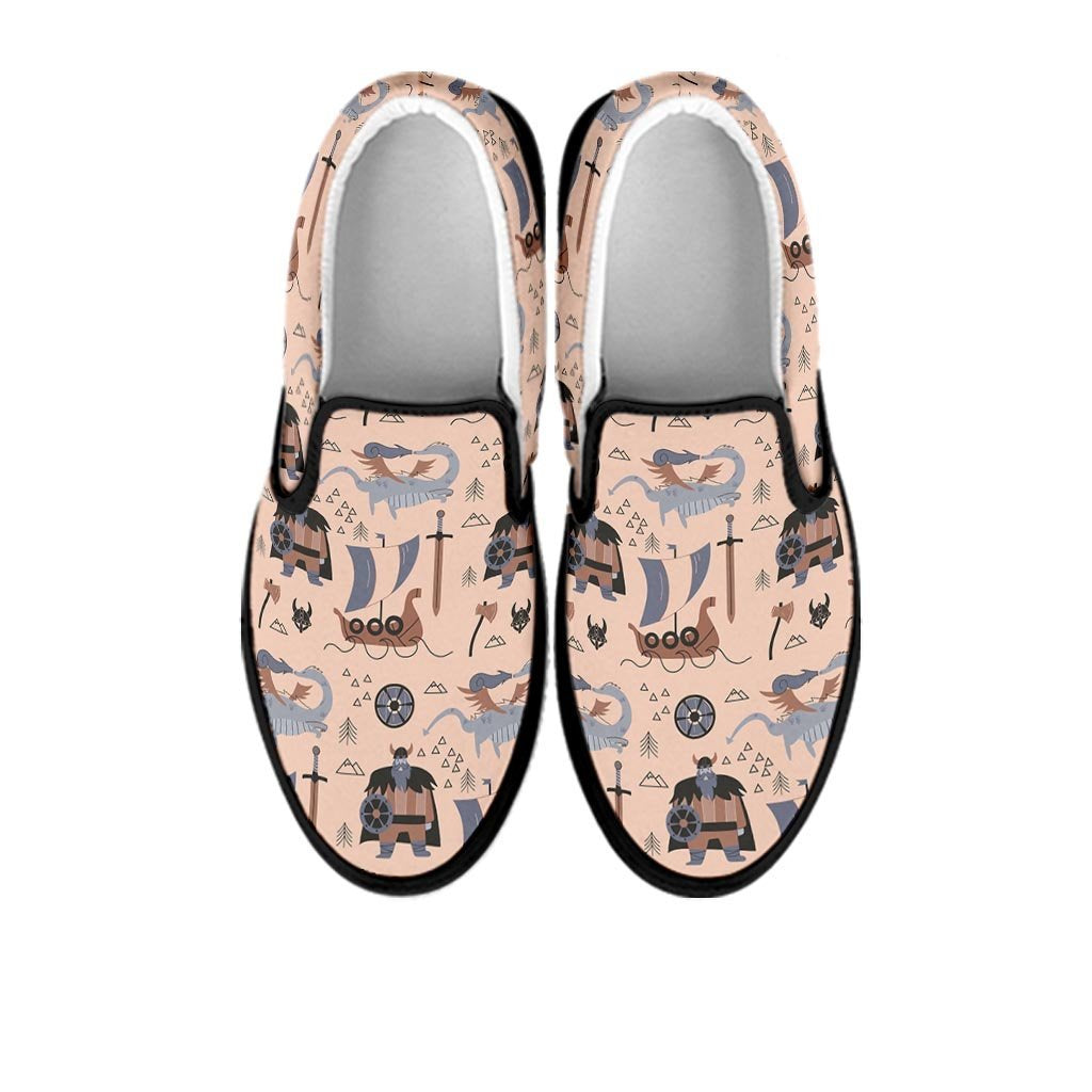 Viking Cartoon Norse Women's Slip On Sneakers-grizzshop