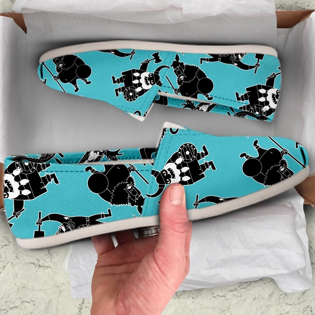 Viking Cartoon Silhouette Canvas Shoes-grizzshop
