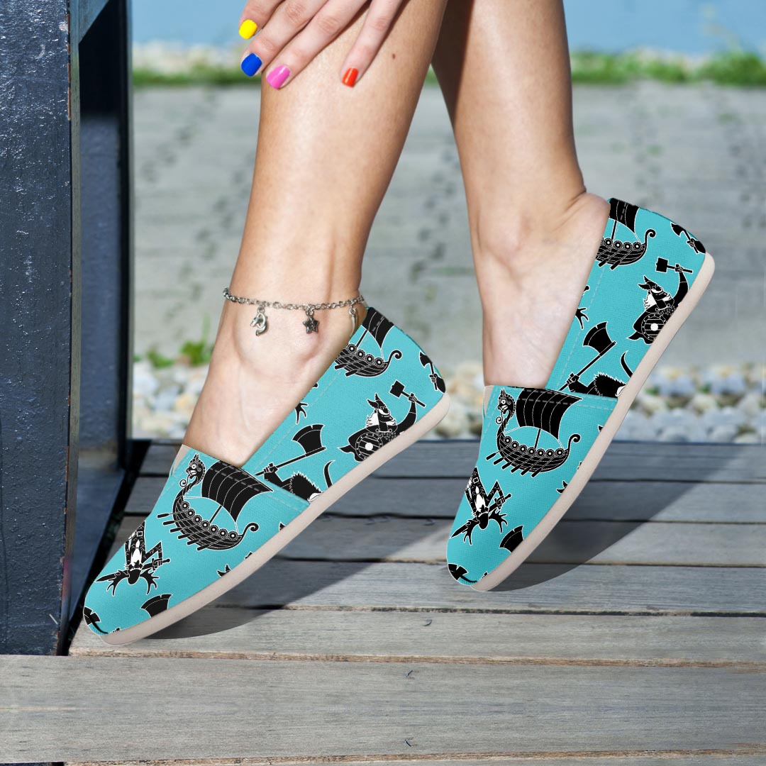 Viking Cartoon Silhouette Canvas Shoes-grizzshop