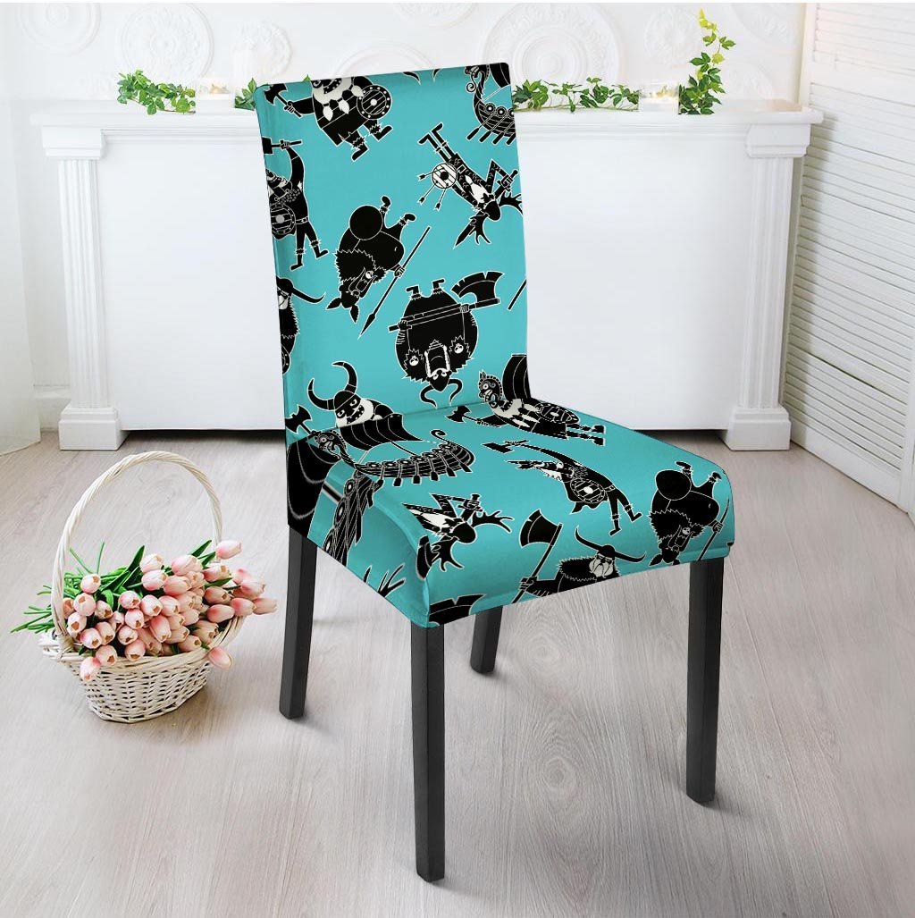 Viking Cartoon Silhouette Chair Cover-grizzshop