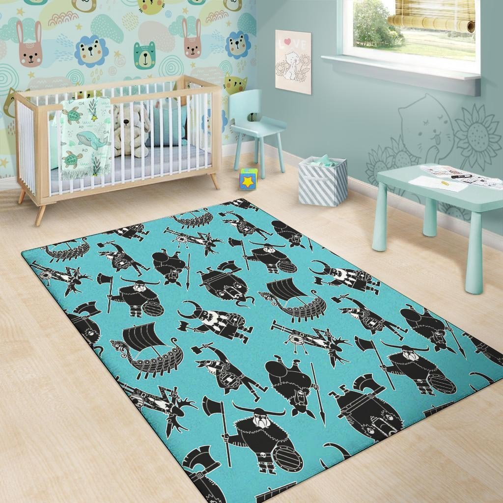 Viking Cartoon Silhouette Floor Mat-grizzshop