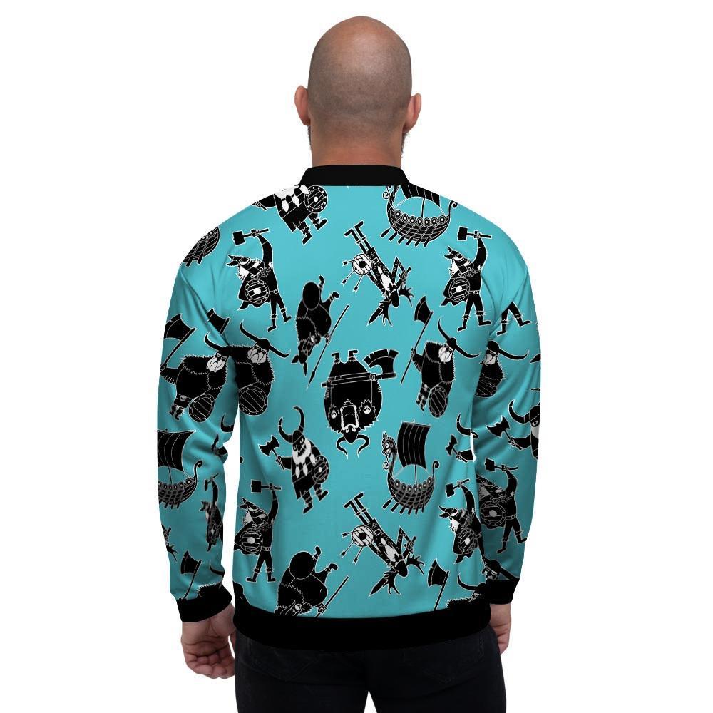 Viking Cartoon Silhouette Men's Bomber Jacket-grizzshop