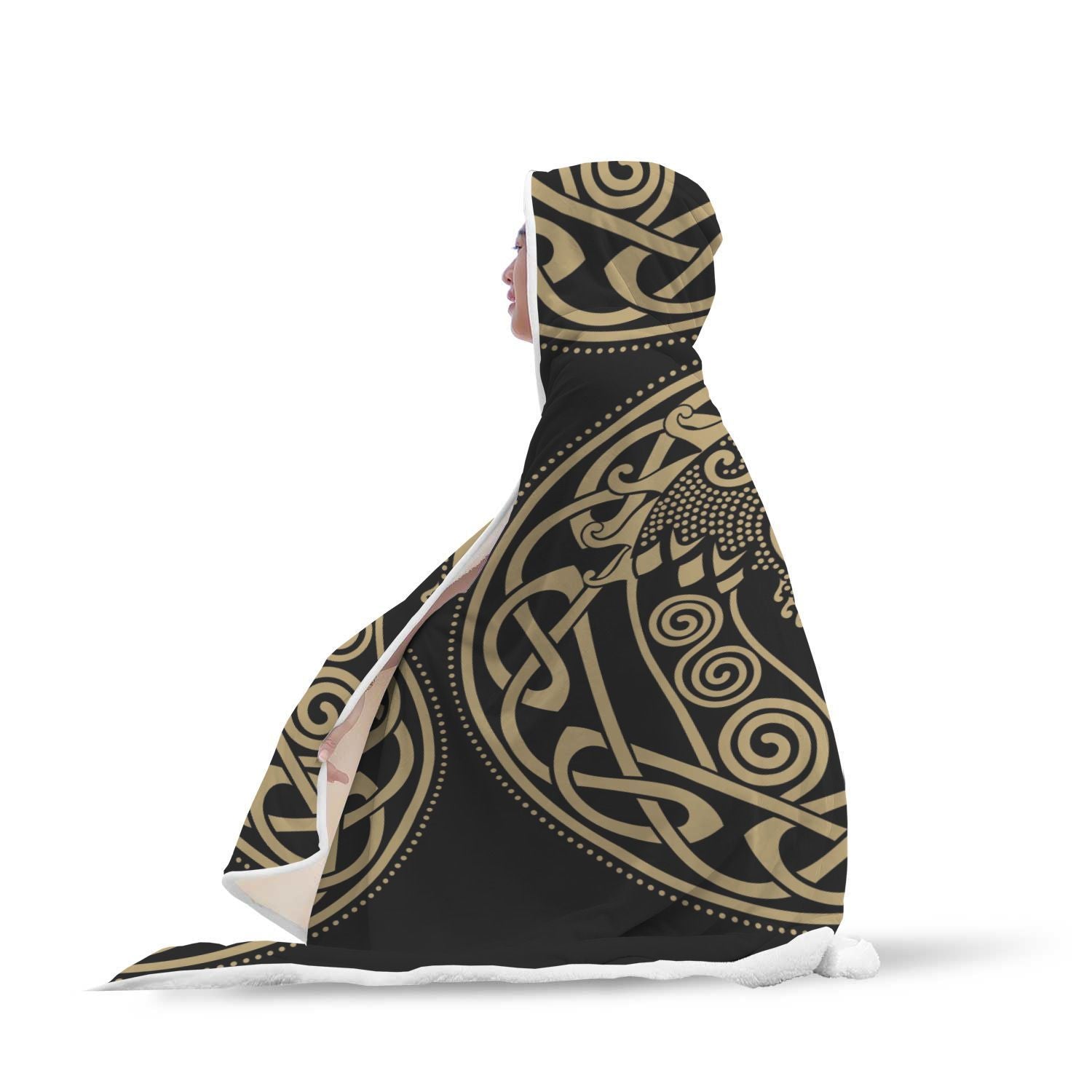 Viking Drakkar Print Hooded Blanket-grizzshop