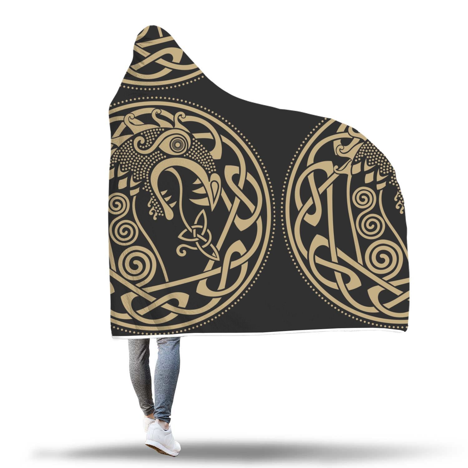 Viking Drakkar Print Hooded Blanket-grizzshop