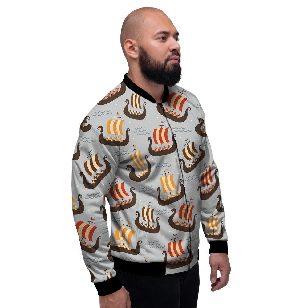 Viking Drakkar Ship Men's Bomber Jacket-grizzshop