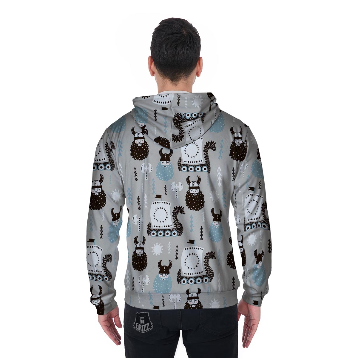Viking Drakkar Valhalla Men's Zip Up Hoodie-grizzshop