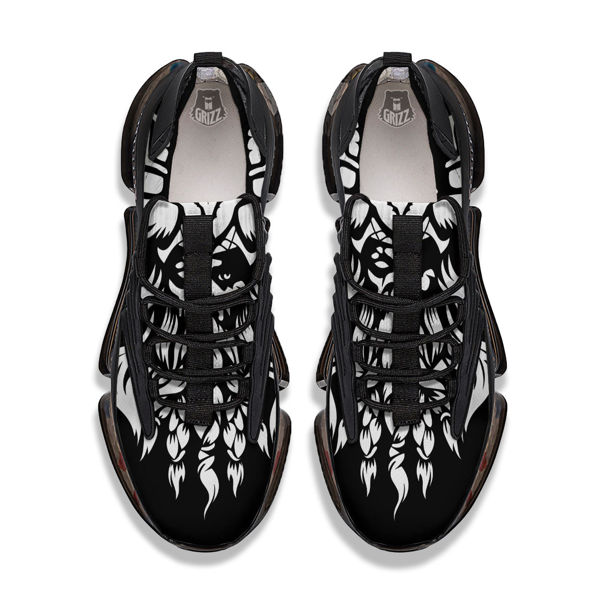 Viking God Odin White And Black Print Black Gym Shoes-grizzshop