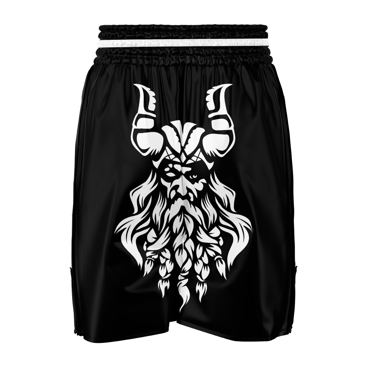 Viking God Odin White And Black Print Boxing Shorts-grizzshop