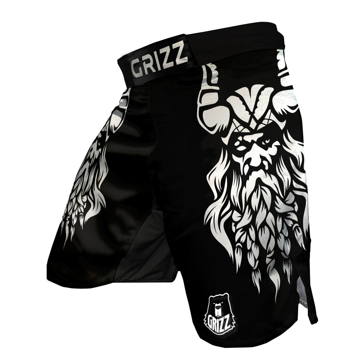 Viking God Odin White And Black Print MMA Shorts-grizzshop