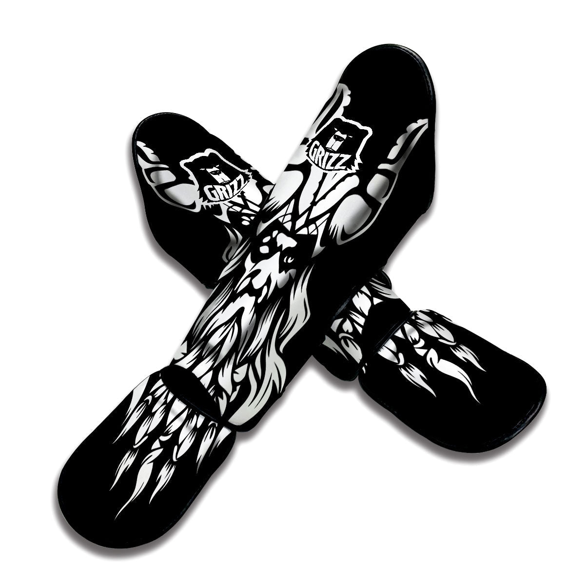Viking God Odin White And Black Print Muay Thai Shin Guards-grizzshop