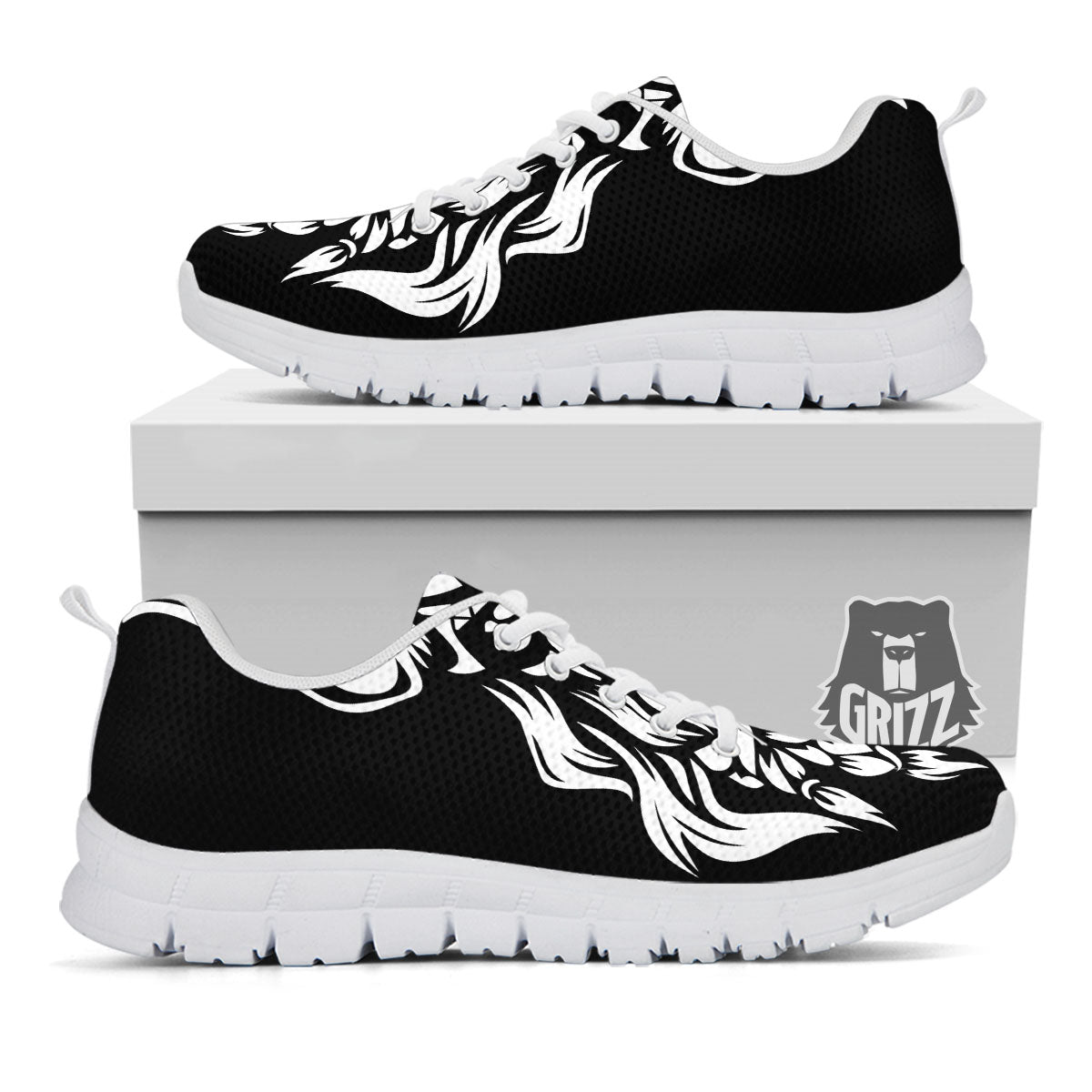 Viking God Odin White And Black Print White Sneaker-grizzshop
