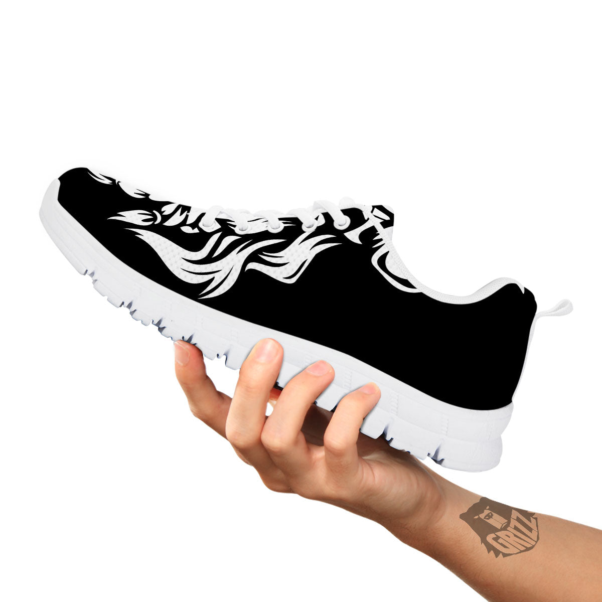 Viking God Odin White And Black Print White Sneaker-grizzshop