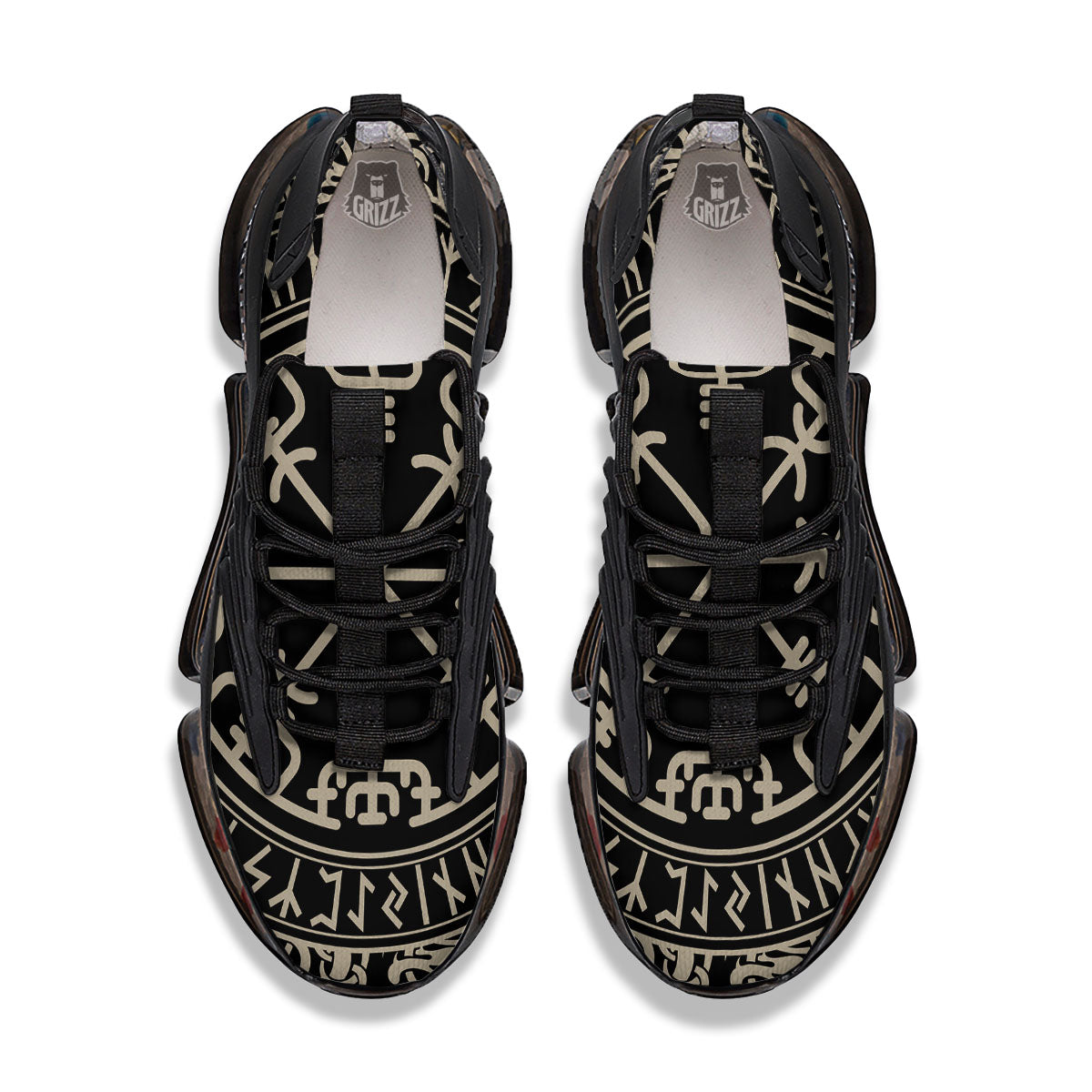 Viking Helm Of Terror Scandinavian Print Black Gym Shoes-grizzshop