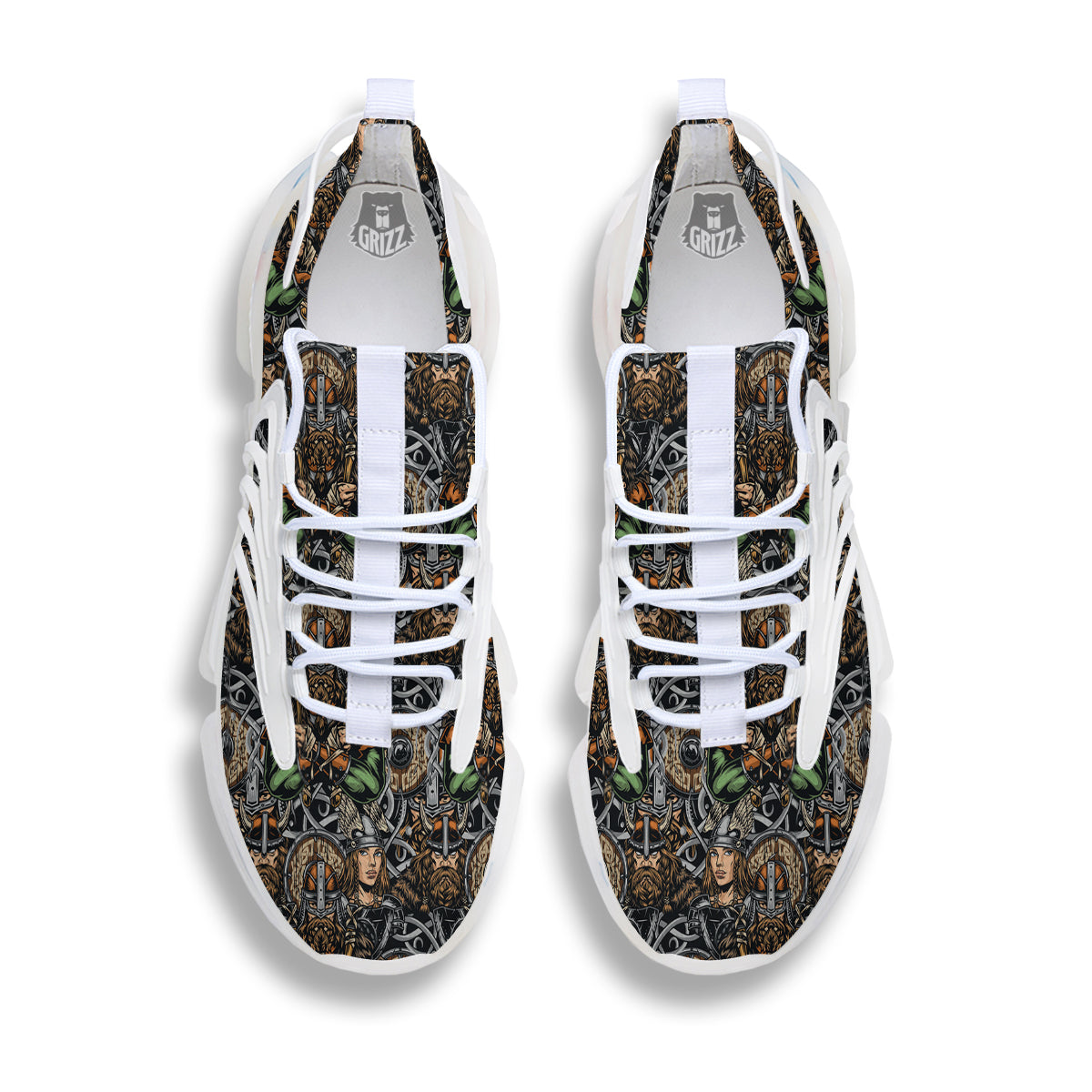 Viking Nordic Warriors Print Pattern White Gym Shoes-grizzshop