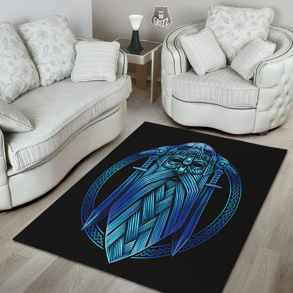Viking Norse God Odin Blue Print Floor Mat-grizzshop