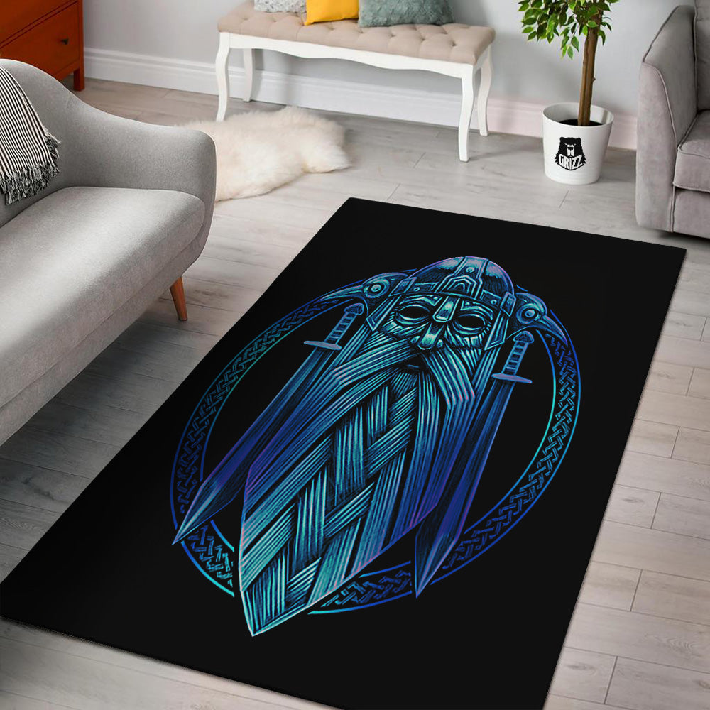 Viking Norse God Odin Blue Print Floor Mat-grizzshop