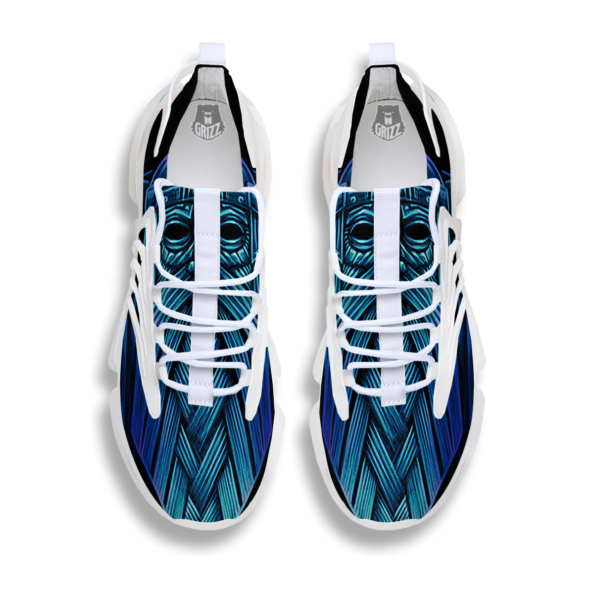 Viking Norse God Odin Blue Print White Gym Shoes-grizzshop