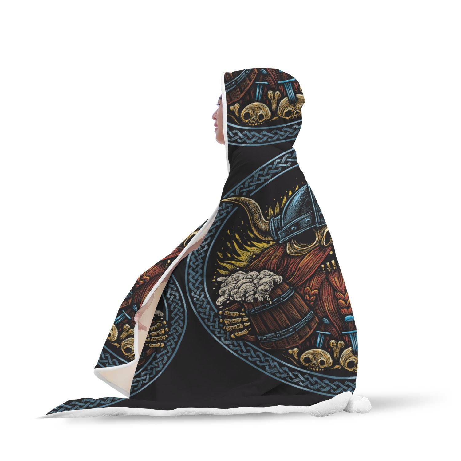Viking Odin Beer Print Hooded Blanket-grizzshop