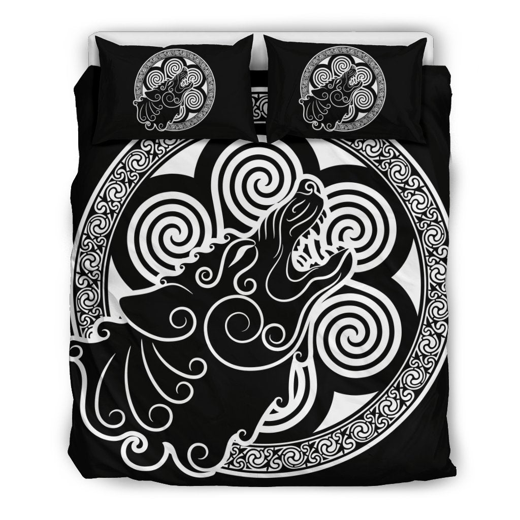 Viking Odin Fenrir Wolf Print Duvet Cover Bedding Set-grizzshop