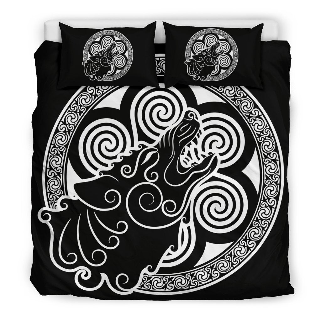 Viking Odin Fenrir Wolf Print Duvet Cover Bedding Set-grizzshop