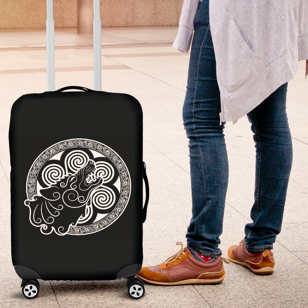 Viking Odin Fenrir Wolf Print Luggage Cover Protector-grizzshop