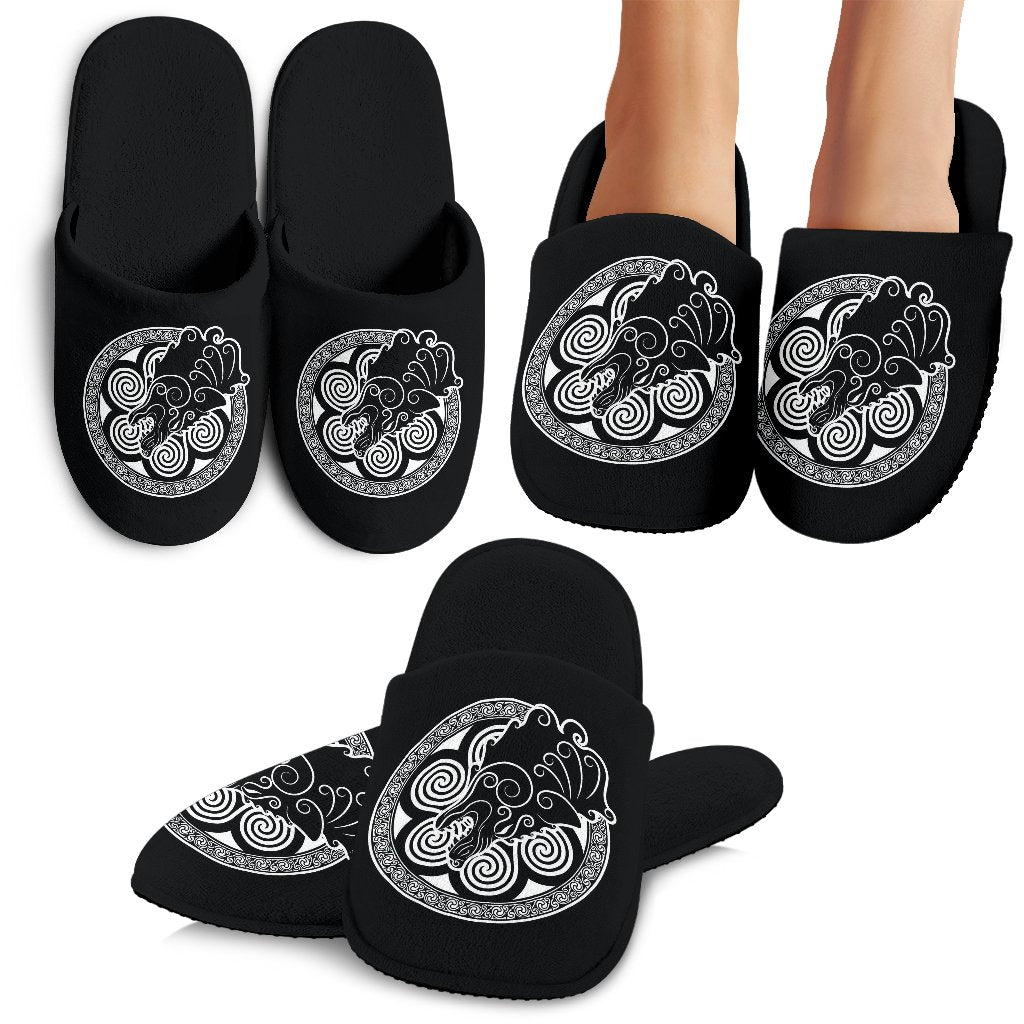Viking Odin Fenrir Wolf Print Premium Home Slippers-grizzshop