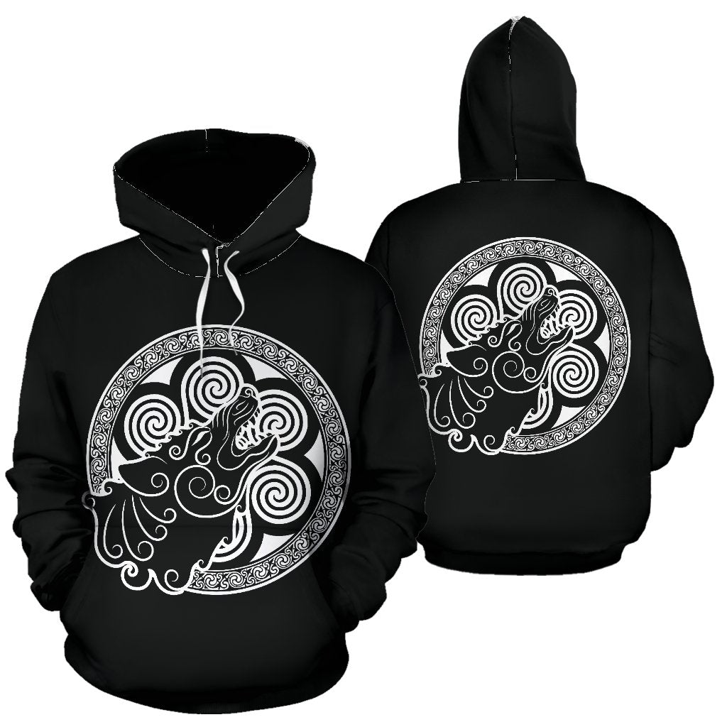 Viking Odin Fenrir Wolf Print Women Men Pullover Hoodie-grizzshop