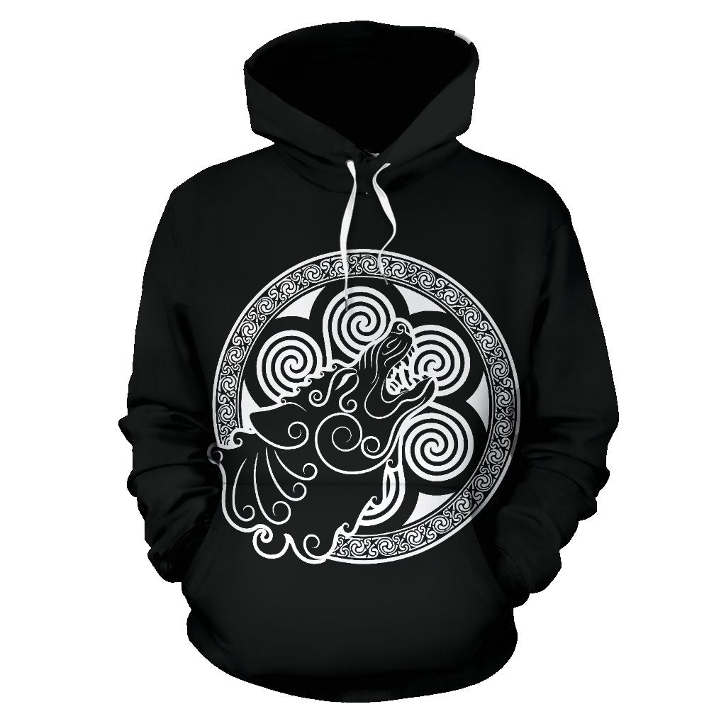 Viking Odin Fenrir Wolf Print Women Men Pullover Hoodie-grizzshop