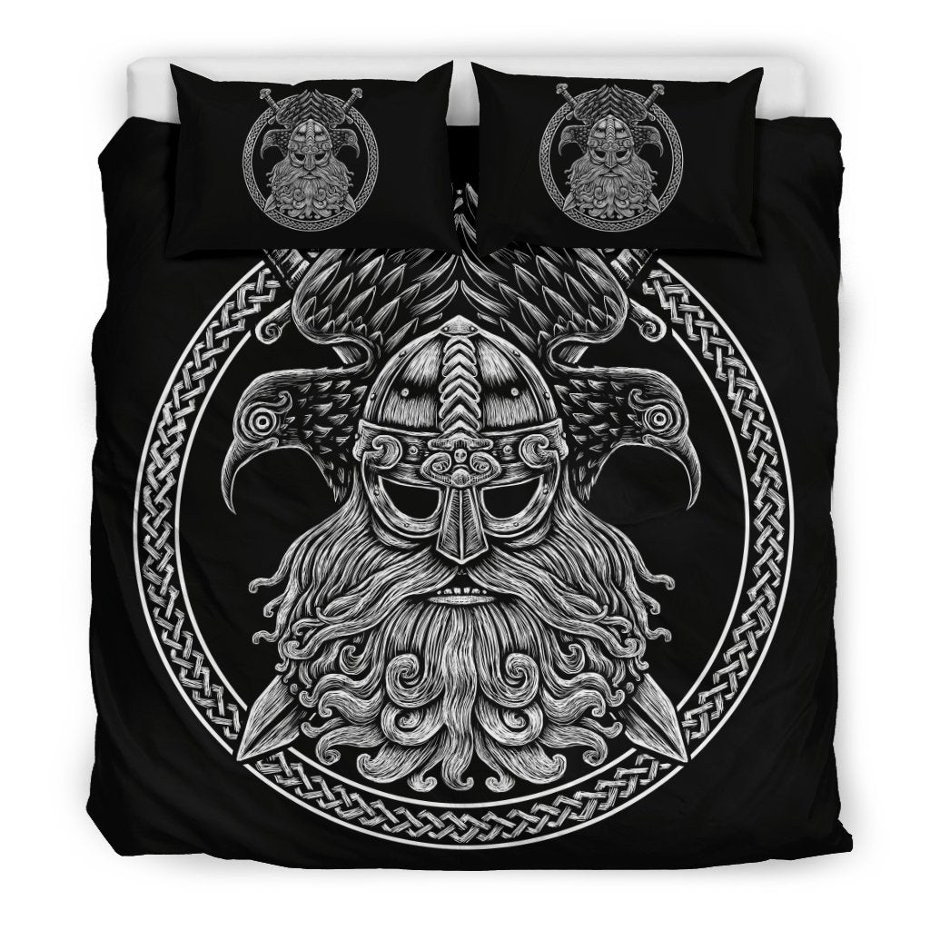 Viking Odin Sword Raven Print Duvet Cover Bedding Set-grizzshop