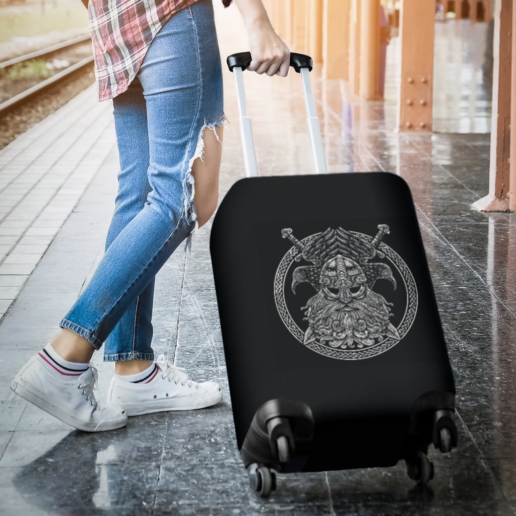 Viking Odin Sword Raven Print Luggage Cover Protector-grizzshop
