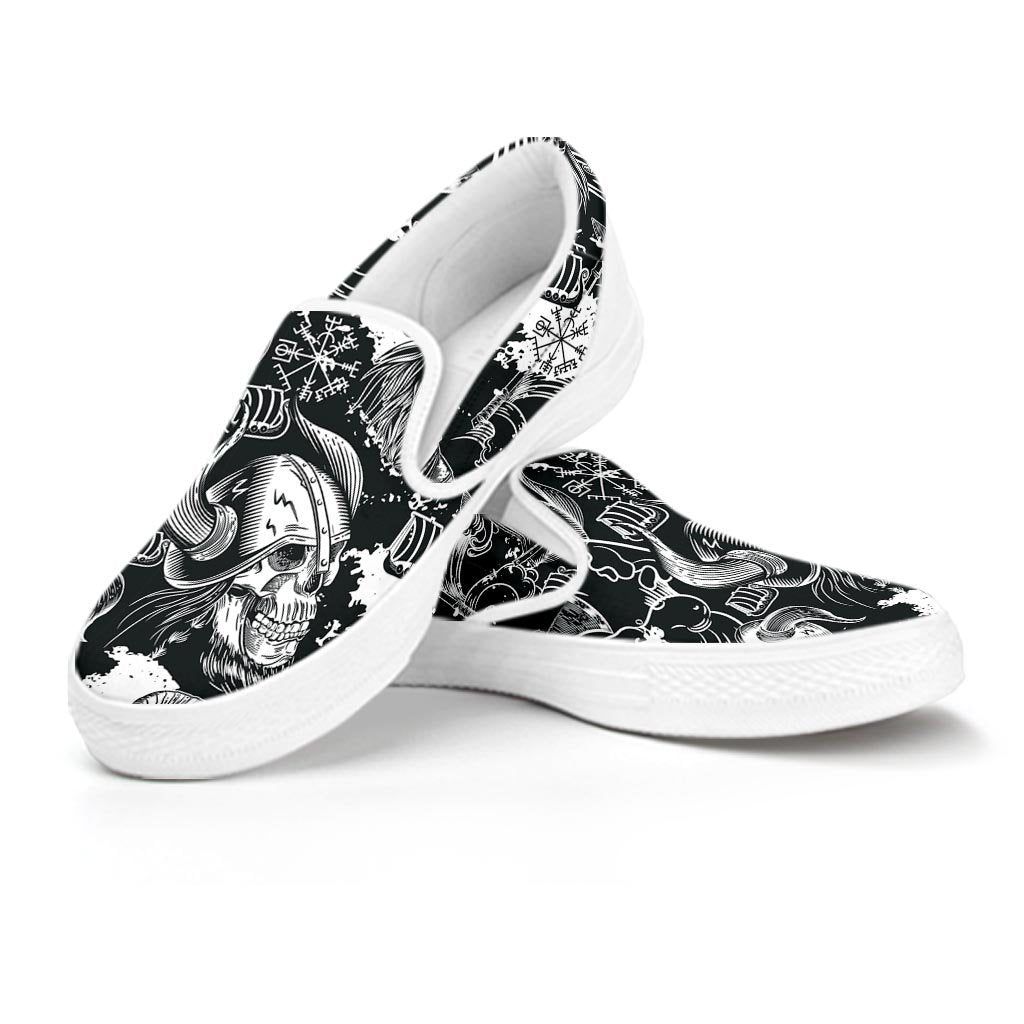Viking Skull Men's Slip On Sneakers-grizzshop